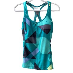 Nike dri fit workout tank green geo print M